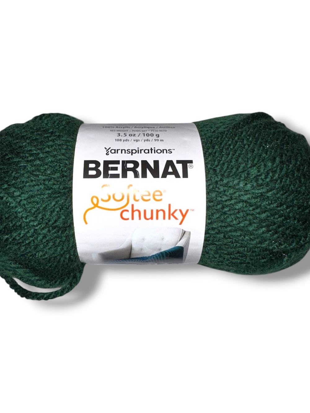 Bernat Softee Chunky Yarn, 3.5 Oz, Gauge 6 Super Bulky, Pack of 1, Dark Green